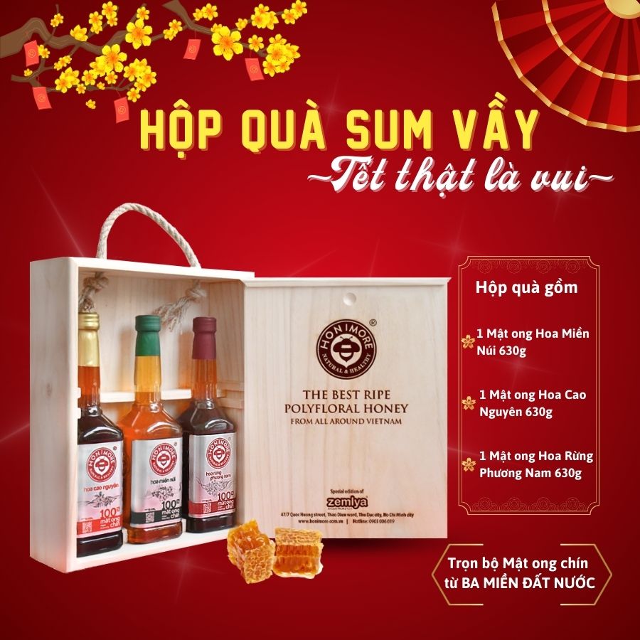 Hộp quà Tết Sum Vầy, Mật ong chín 3 Miền Hộp quà Tết Sum Vầy, Mật ong chín 3 Miền