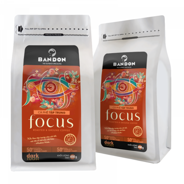 Combo mua 2 tặng 1: Cà phê nguyên chất rang mộc pha phin BANDON FOCUS 450g – Cà phê Tập trung